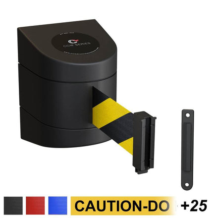 CCW Series WMB-230- Wall Mounted Retractable Belt Barrier With Black Fixed ABS Case- 20, 25 & 30 Ft. Belts