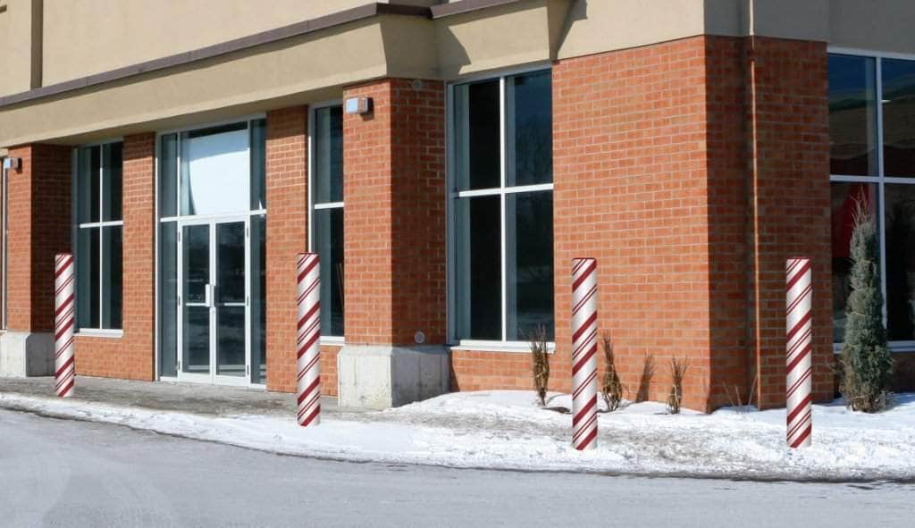 Bollard Cover Sox - Candy Cane - Crowd Control Warehouse