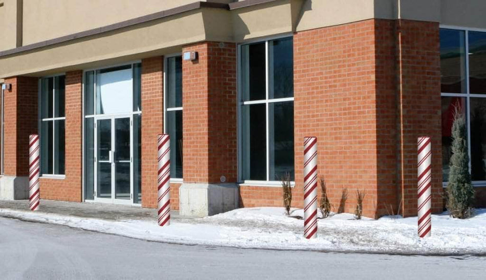 Bollard Cover Sox - Candy Cane - Crowd Control Warehouse