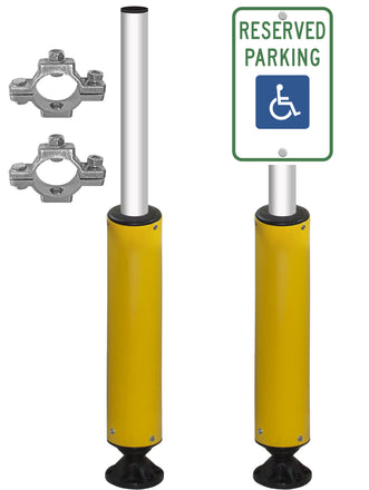 78" Flexible Sign Post with Yellow Bollard & Brackets