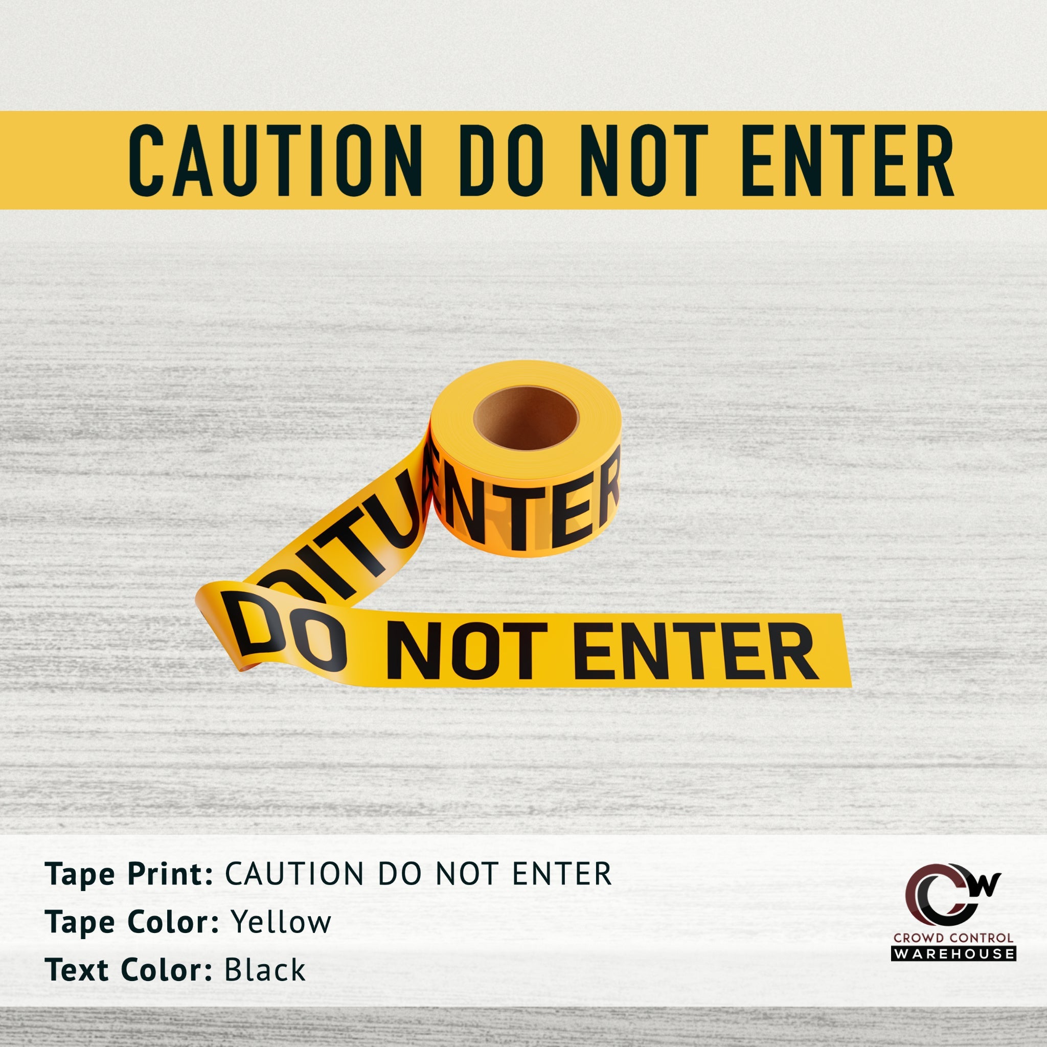 Caution Tape, 2.0 mil x 1000 Ft. x 3 Inch, Black Text Color - Trafford Industrial - Crowd Control Warehouse