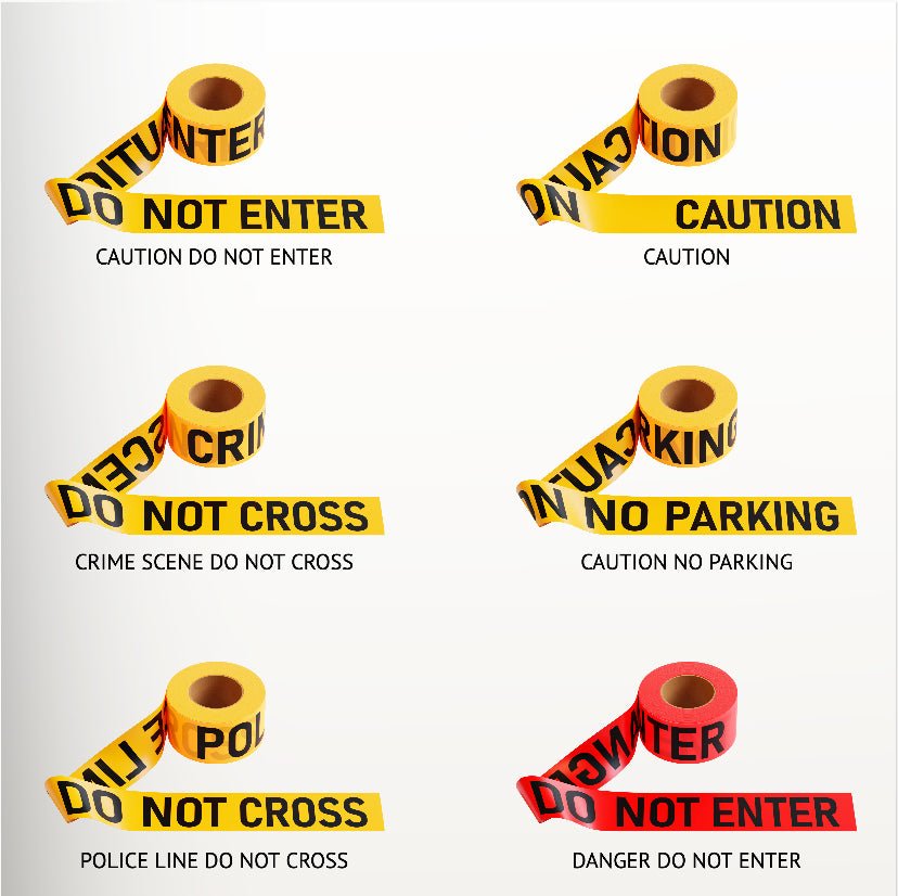 Caution Tape, 2.0 mil x 1000 Ft. x 3 Inch, Black Text Color - Trafford Industrial - Crowd Control Warehouse