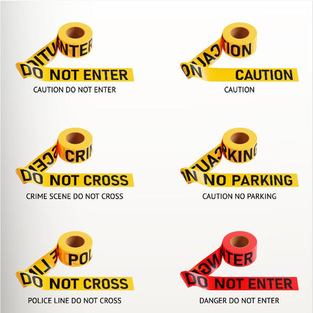 Caution Tape, 2.0 mil x 1000 Ft. x 3 Inch, Black Text Color - Trafford Industrial - Crowd Control Warehouse