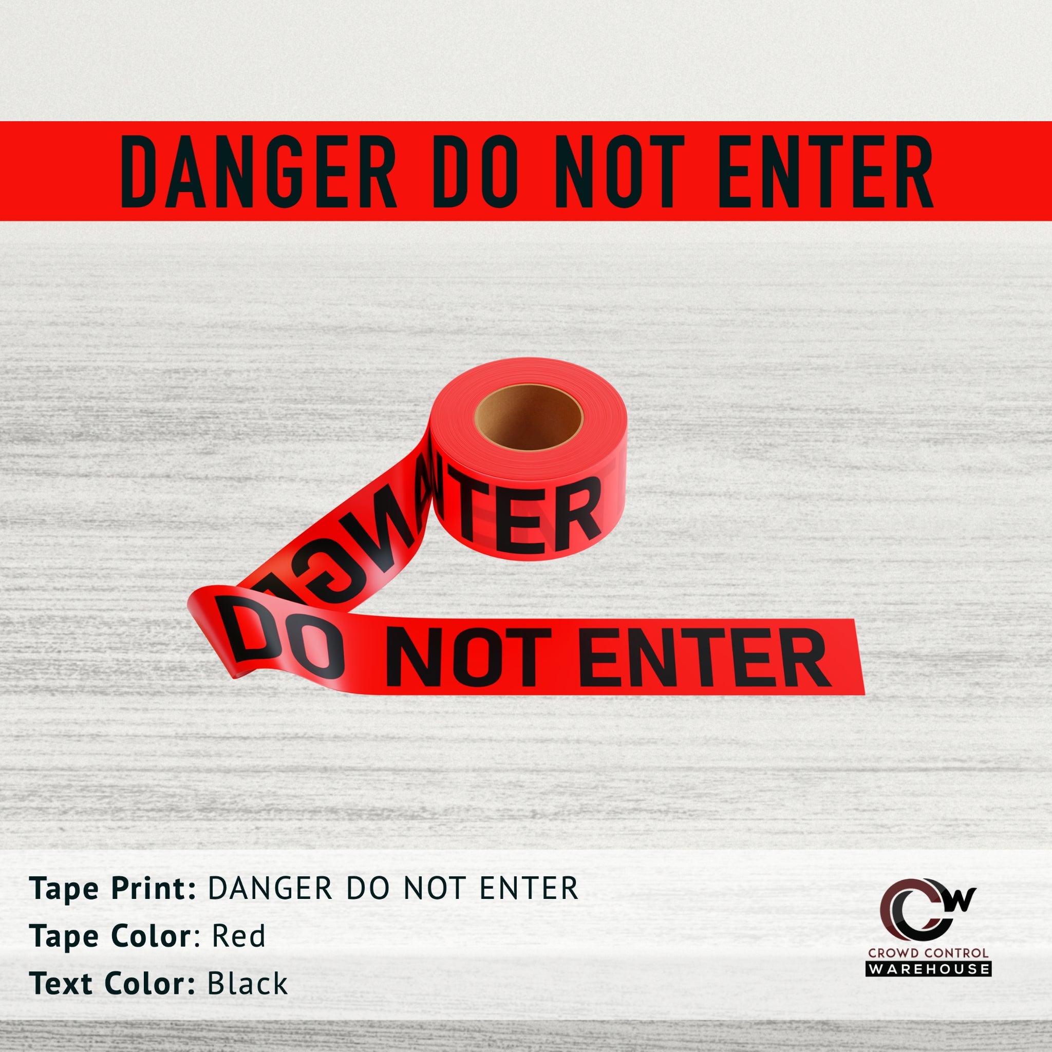 Caution Tape, 2.0 mil x 1000 Ft. x 3 Inch, Black Text Color - Trafford Industrial - Crowd Control Warehouse