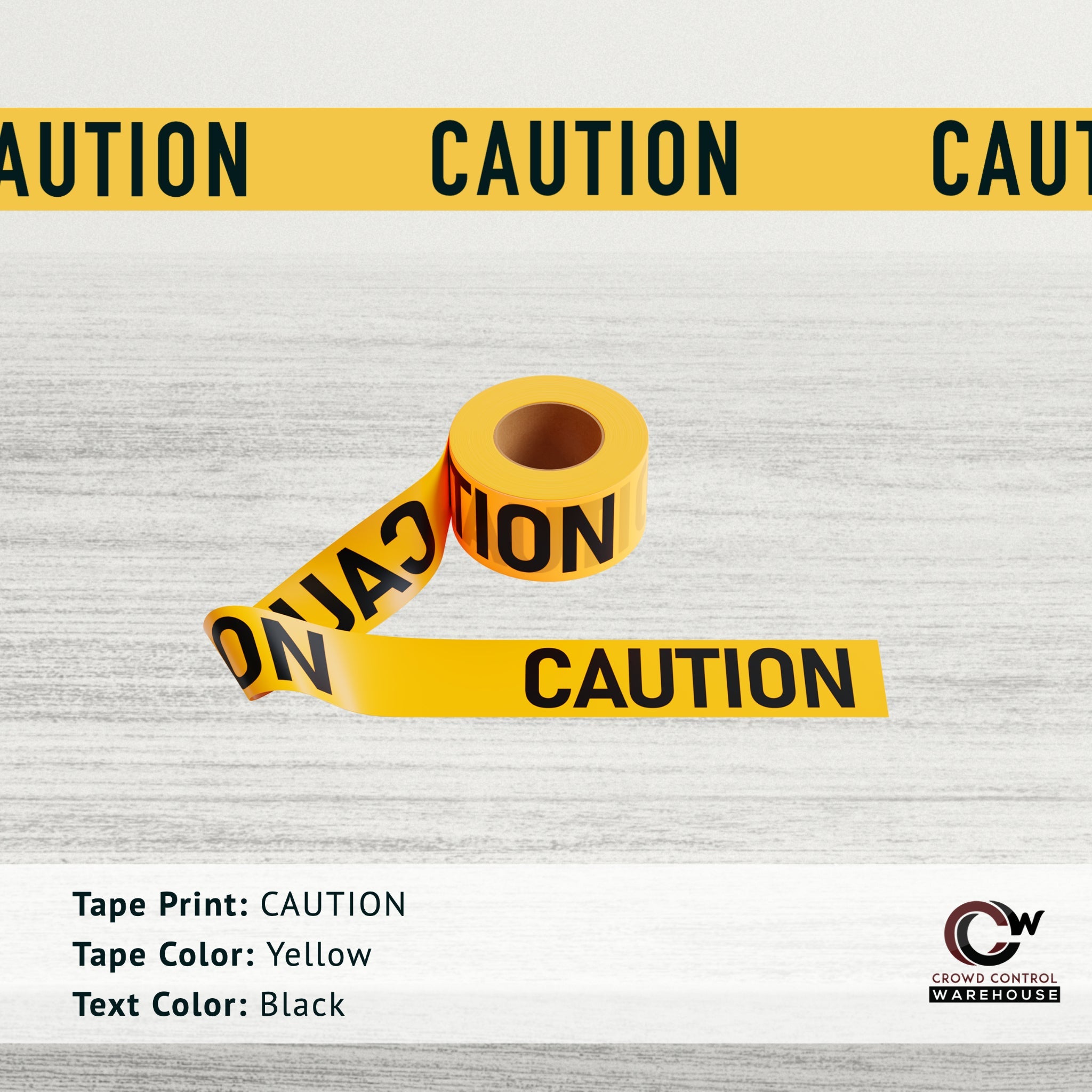 Caution Tape, 2.0 mil x 1000 Ft. x 3 Inch, Black Text Color - Trafford Industrial - Crowd Control Warehouse