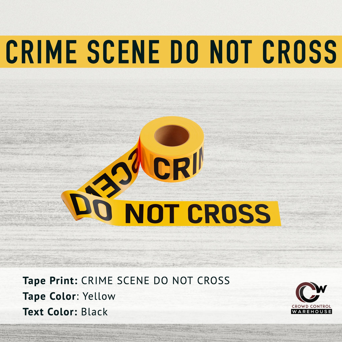 Caution Tape, 2.0 mil x 1000 Ft. x 3 Inch, Black Text Color - Trafford Industrial - Crowd Control Warehouse