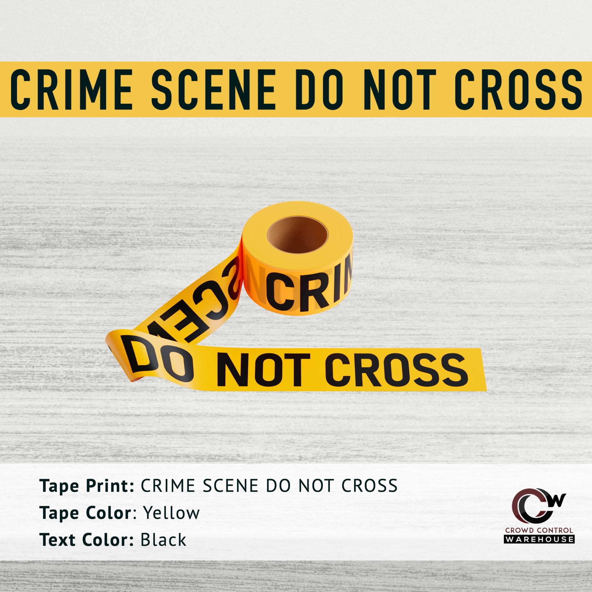 Caution Tape, 2.0 mil x 1000 Ft. x 3 Inch, Black Text Color - Trafford Industrial - Crowd Control Warehouse