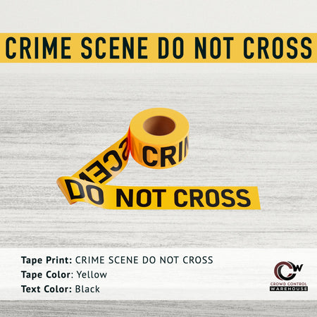 Caution Tape, 2.0 mil x 1000 Ft. x 3 Inch, Black Text Color - Trafford Industrial - Crowd Control Warehouse