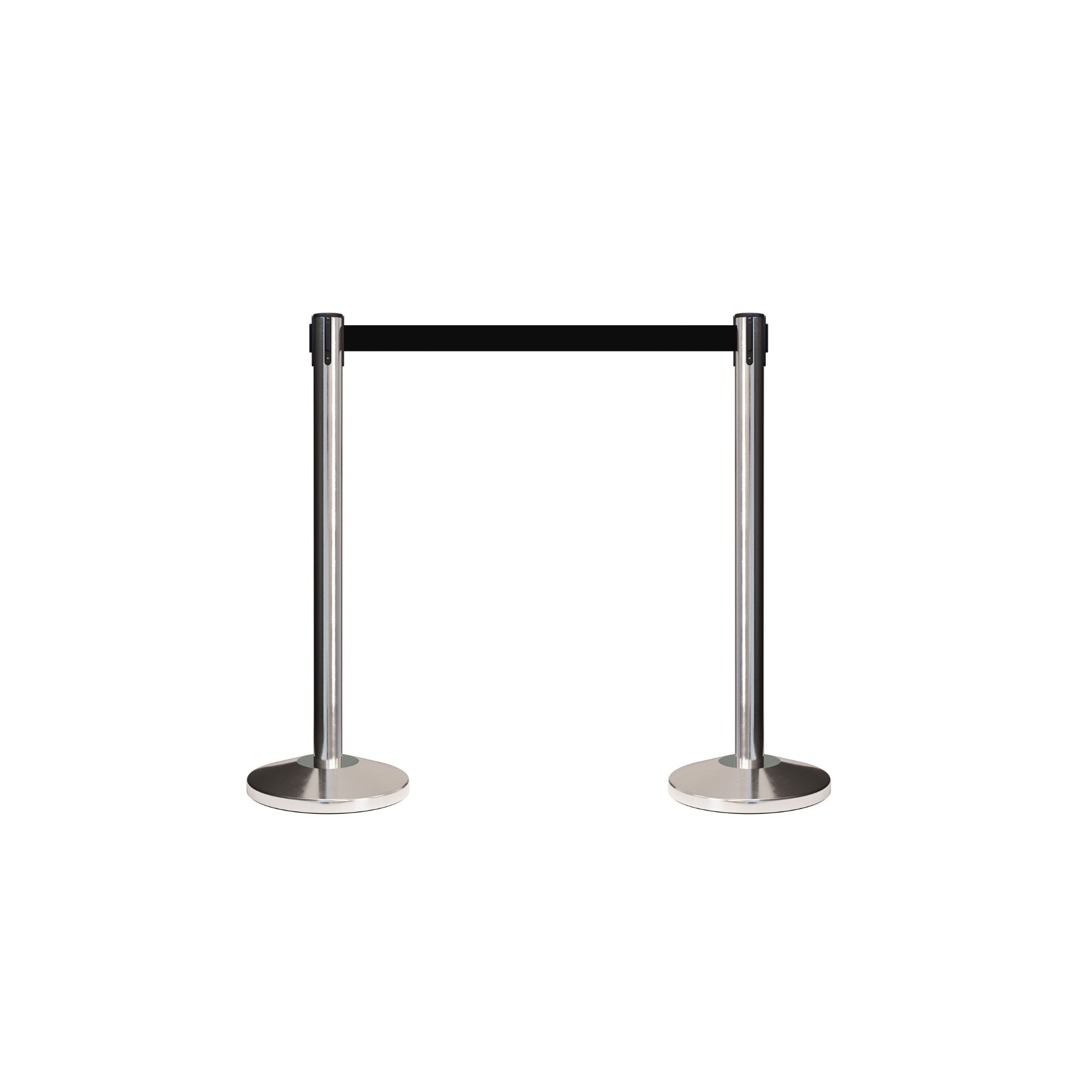 CCW Series RBB - 100 Retractable Belt Barrier Polished Stainless Post - 12 Ft. Belt - Crowd Control Warehouse