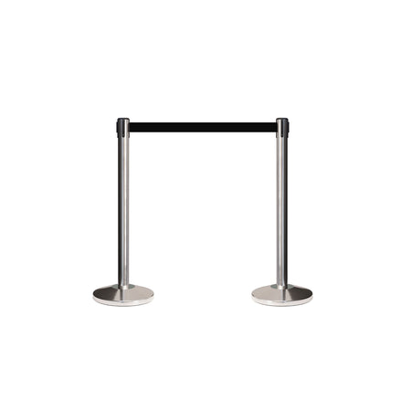CCW Series RBB - 100 Retractable Belt Barrier Polished Stainless Post - 12 Ft. Belt - Crowd Control Warehouse
