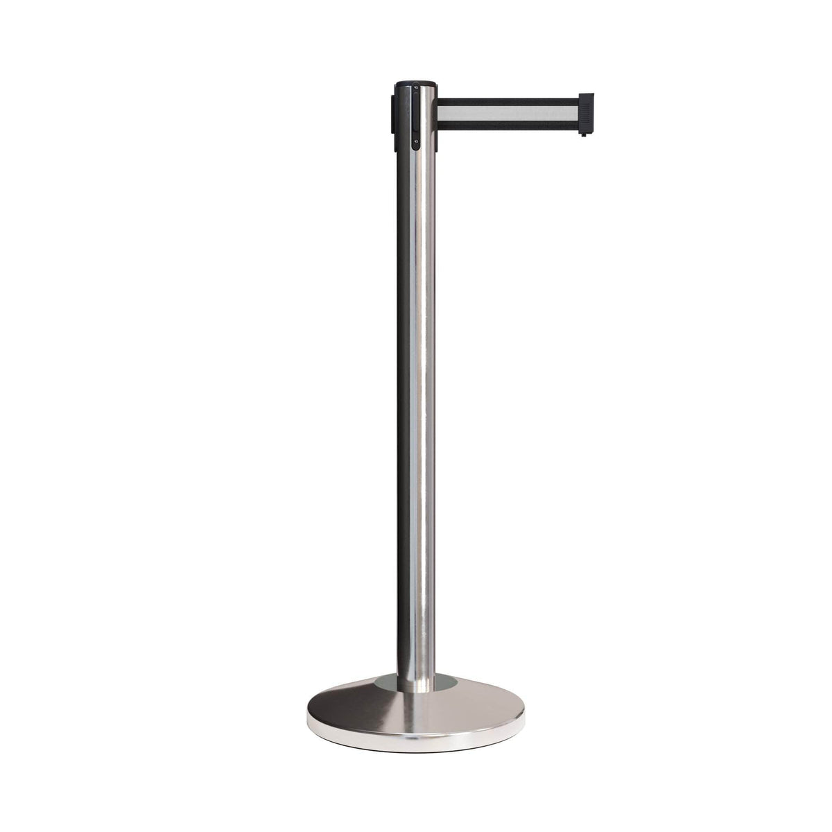 CCW Series RBB - 100 Retractable Belt Barrier Polished Stainless Steel Post - 11 Ft. Belt - Crowd Control Warehouse