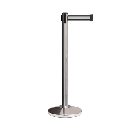 CCW Series RBB - 100 Retractable Belt Barrier Polished Stainless Steel Post - 11 Ft. Belt - Crowd Control Warehouse