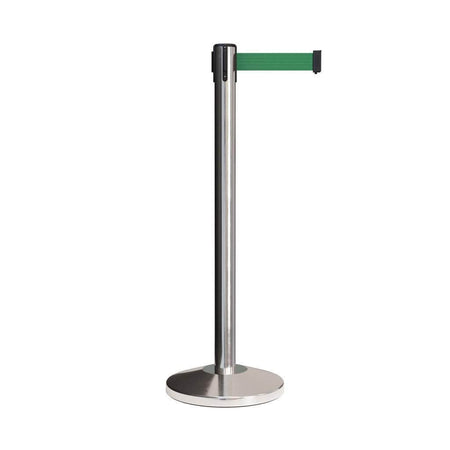 CCW Series RBB - 100 Retractable Belt Barrier Polished Stainless Steel Post - 11 Ft. Belt - Crowd Control Warehouse