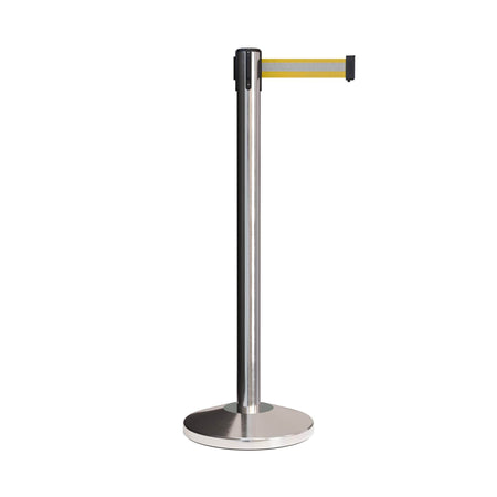 CCW Series RBB - 100 Retractable Belt Barrier Polished Stainless Steel Post - 11 Ft. Belt - Crowd Control Warehouse