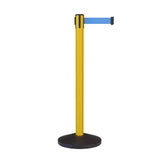 CCW Series RBB - 100 Retractable Belt Barrier Stanchion, Sloped Base, Yellow Post - 11 ft. Belt - Crowd Control Warehouse