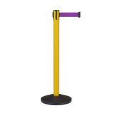 CCW Series RBB - 100 Retractable Belt Barrier Stanchion, Sloped Base, Yellow Post - 11 ft. Belt - Crowd Control Warehouse