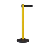 CCW Series RBB - 100 Retractable Belt Barrier Stanchion, Sloped Base, Yellow Post - 7.5 ft. Belt - Crowd Control Warehouse