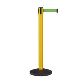 CCW Series RBB - 100 Retractable Belt Barrier Stanchion, Sloped Base, Yellow Post - 7.5 ft. Belt - Crowd Control Warehouse