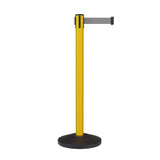 CCW Series RBB - 100 Retractable Belt Barrier Stanchion, Sloped Base, Yellow Post - 7.5 ft. Belt - Crowd Control Warehouse