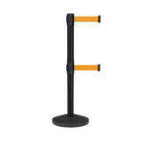 CCW Series RBB - 100D Dual Retractable Belt Barrier Black Post - 11 Ft. Belt - Crowd Control Warehouse