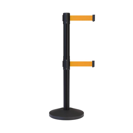 CCW Series RBB - 100D Dual Retractable Belt Barrier Black Post - 11 Ft. Belt - Crowd Control Warehouse