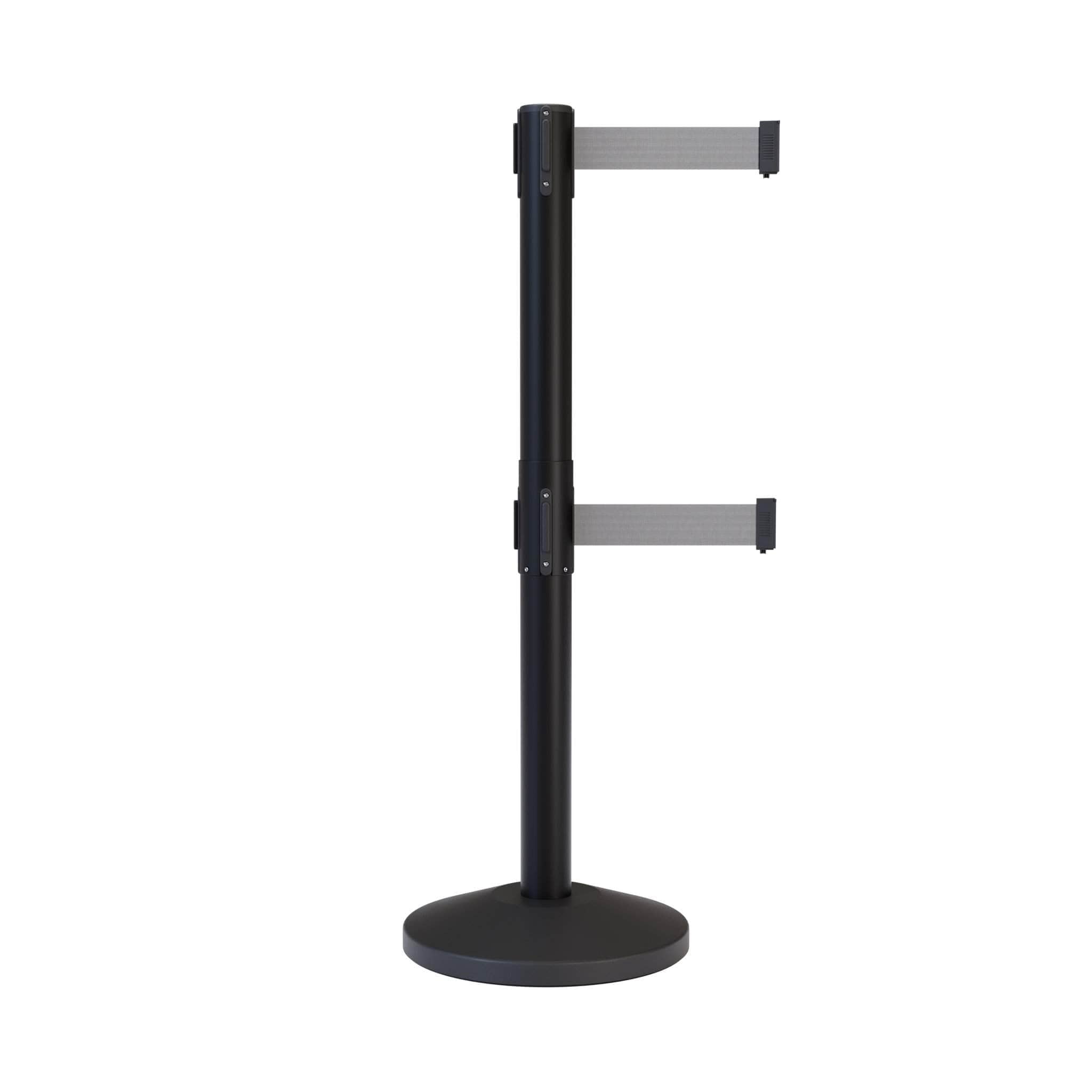 CCW Series RBB - 100D Dual Retractable Belt Barrier Black Post - 11 Ft. Belt - Crowd Control Warehouse