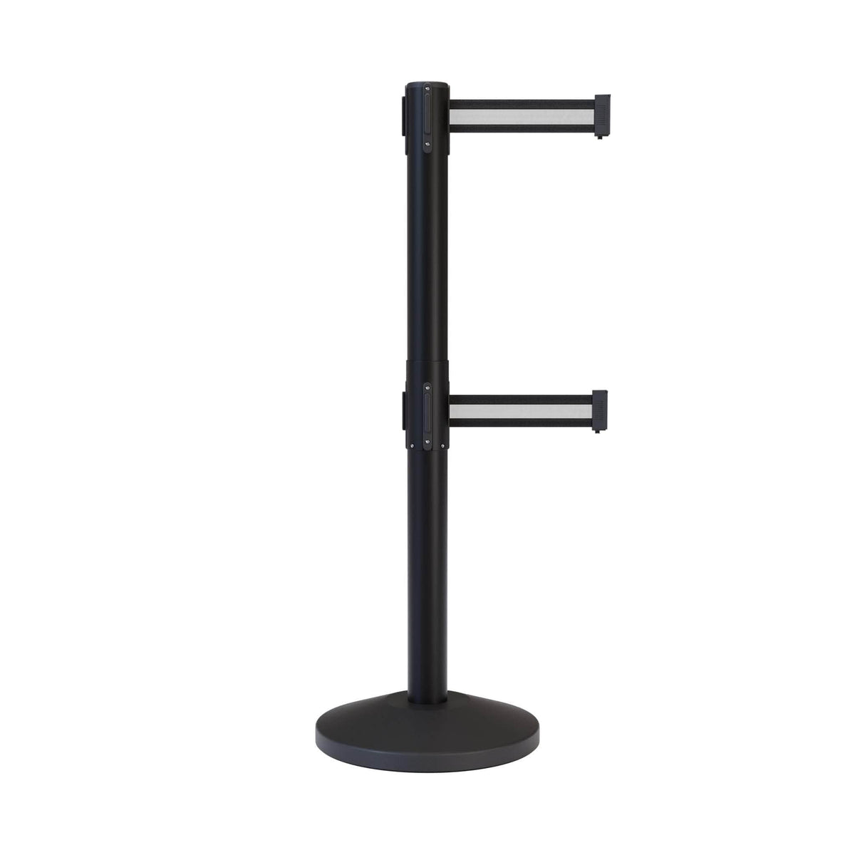 CCW Series RBB - 100D Dual Retractable Belt Barrier Black Post - 11 Ft. Belt - Crowd Control Warehouse
