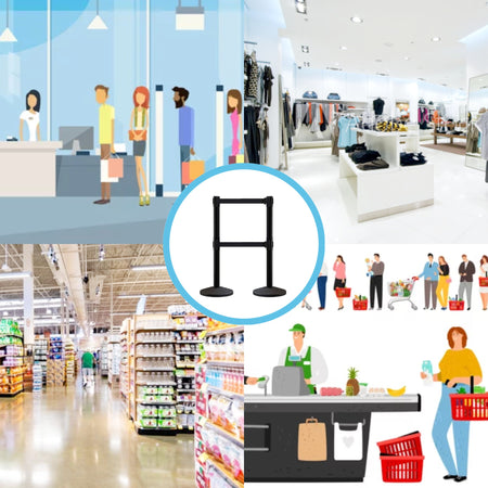 CCW Series RBB - 100D Dual Retractable Belt Barrier Black Post - 11 Ft. Belt - Crowd Control Warehouse