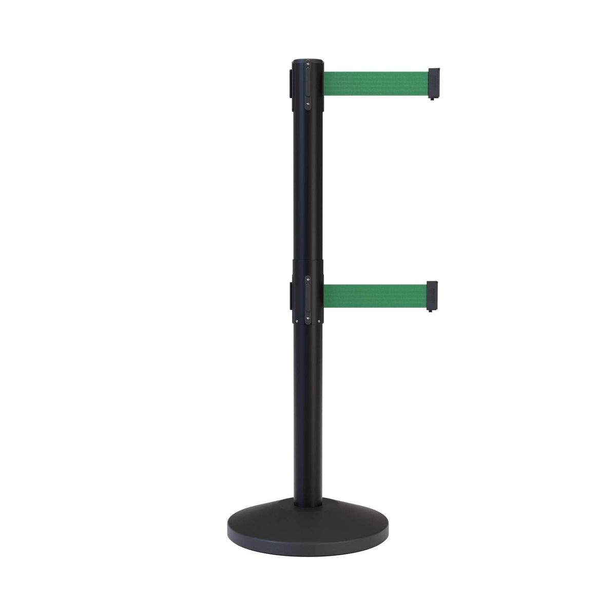 CCW Series RBB - 100D Dual Retractable Belt Barrier Black Post - 11 Ft. Belt - Crowd Control Warehouse