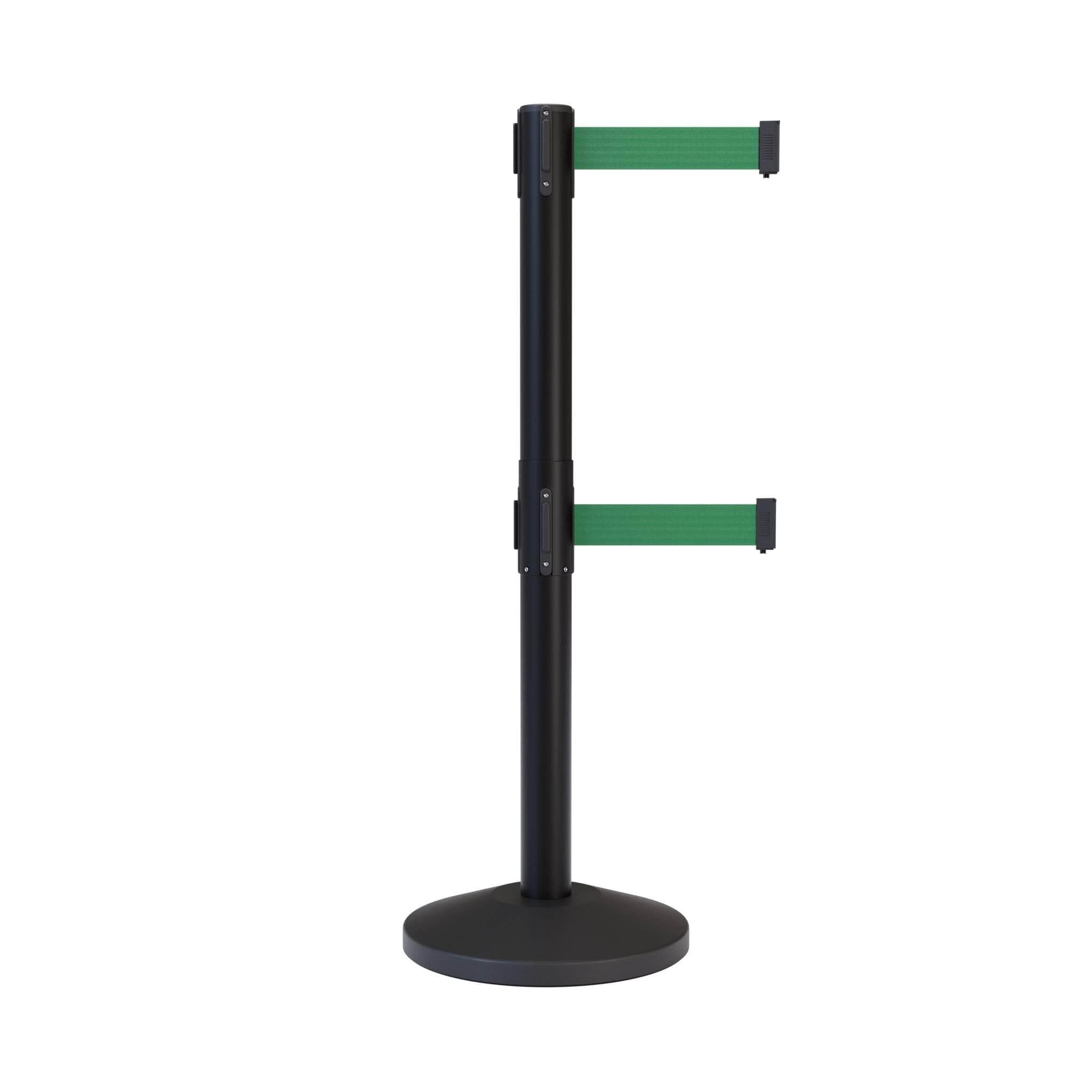 CCW Series RBB - 100D Dual Retractable Belt Barrier Black Post - 11 Ft. Belt - Crowd Control Warehouse
