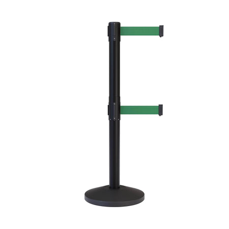 CCW Series RBB - 100D Dual Retractable Belt Barrier Black Post - 11 Ft. Belt - Crowd Control Warehouse
