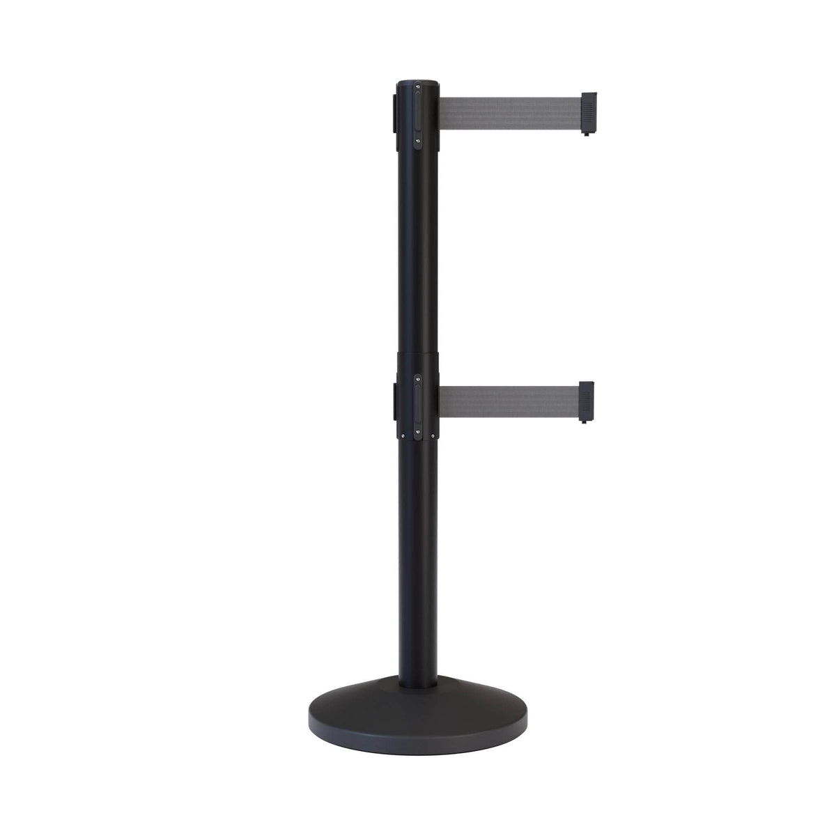 CCW Series RBB - 100D Dual Retractable Belt Barrier Black Post - 11 Ft. Belt - Crowd Control Warehouse