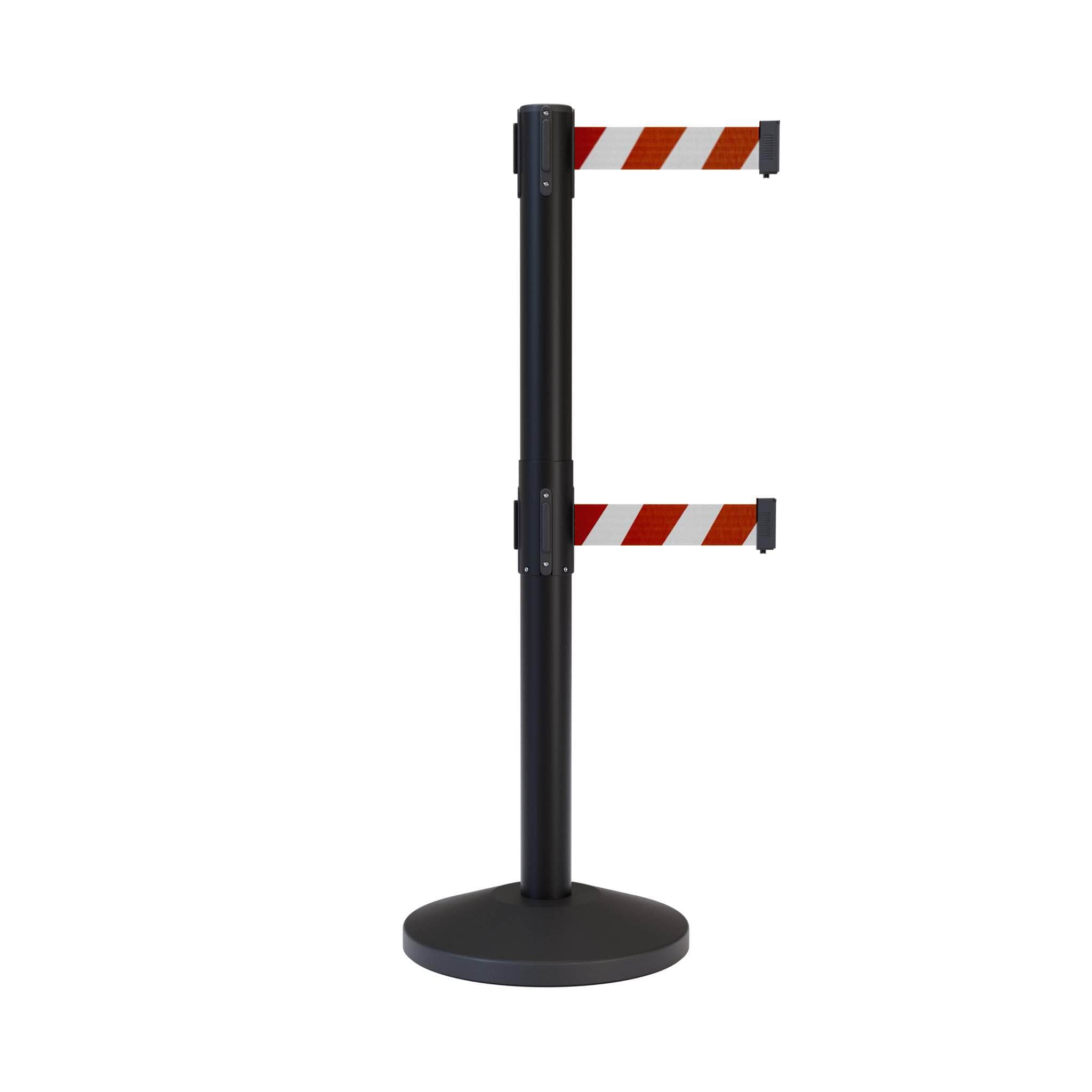 CCW Series RBB - 100D Dual Retractable Belt Barrier Black Post - 11 Ft. Belt - Crowd Control Warehouse