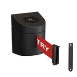 CCW Series WMB - 220 - Wall Mounted Retractable Belt Barrier With Black Fixed ABS Case - 7.5, 10, 13, & 15 Ft. Belts - Crowd Control Warehouse