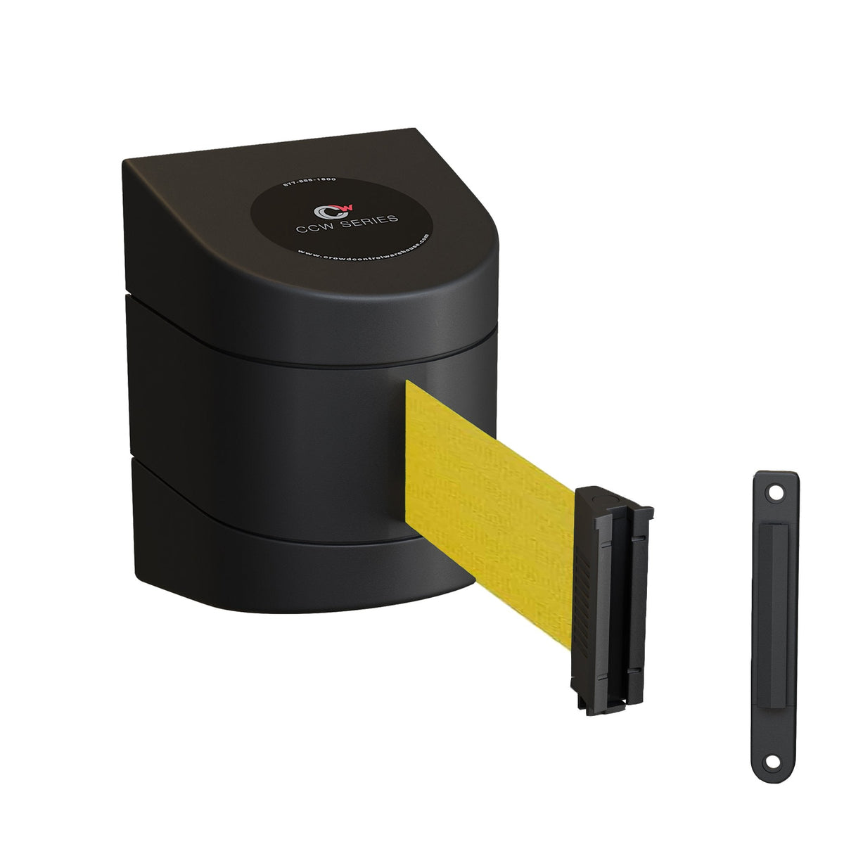 CCW Series WMB - 220 - Wall Mounted Retractable Belt Barrier With Black Fixed ABS Case - 7.5, 10, 13, & 15 Ft. Belts - Crowd Control Warehouse
