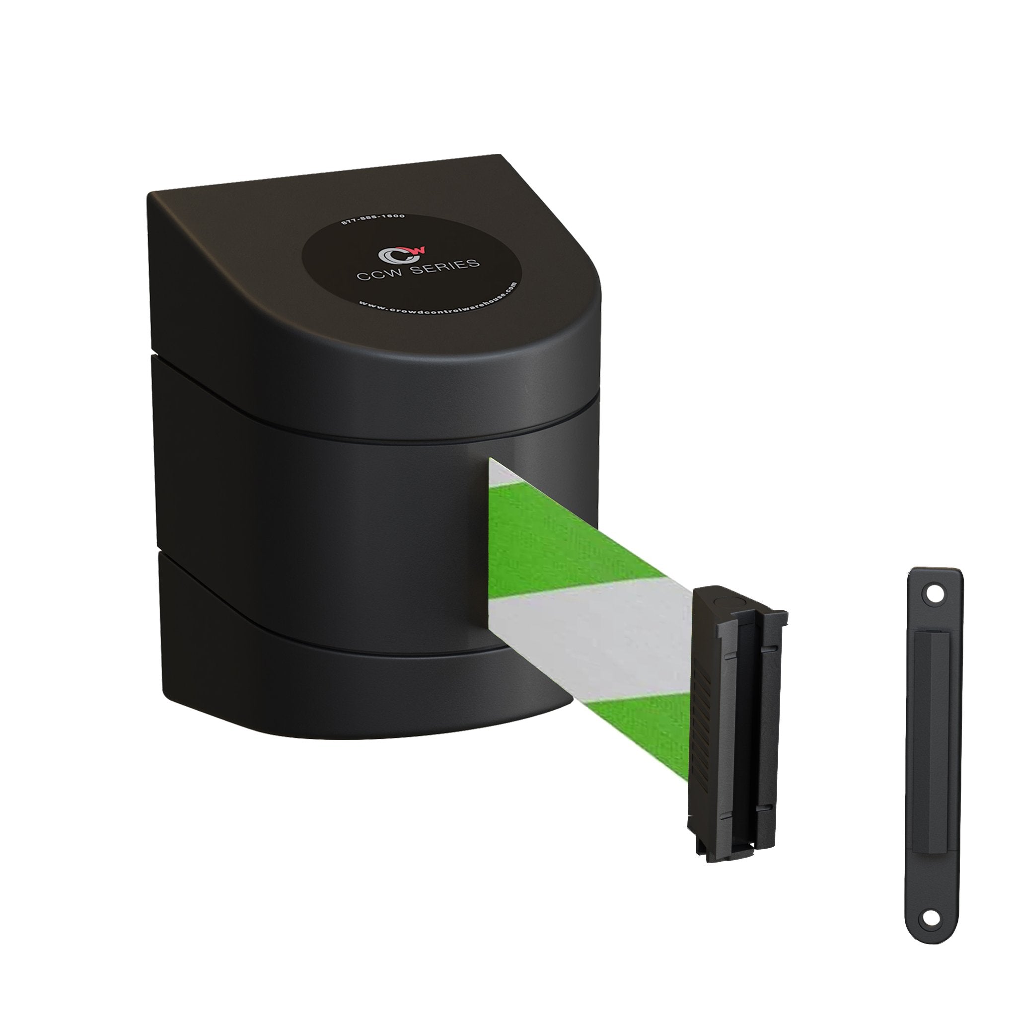 CCW Series WMB - 220 - Wall Mounted Retractable Belt Barrier With Black Fixed ABS Case - 7.5, 10, 13, & 15 Ft. Belts - Crowd Control Warehouse