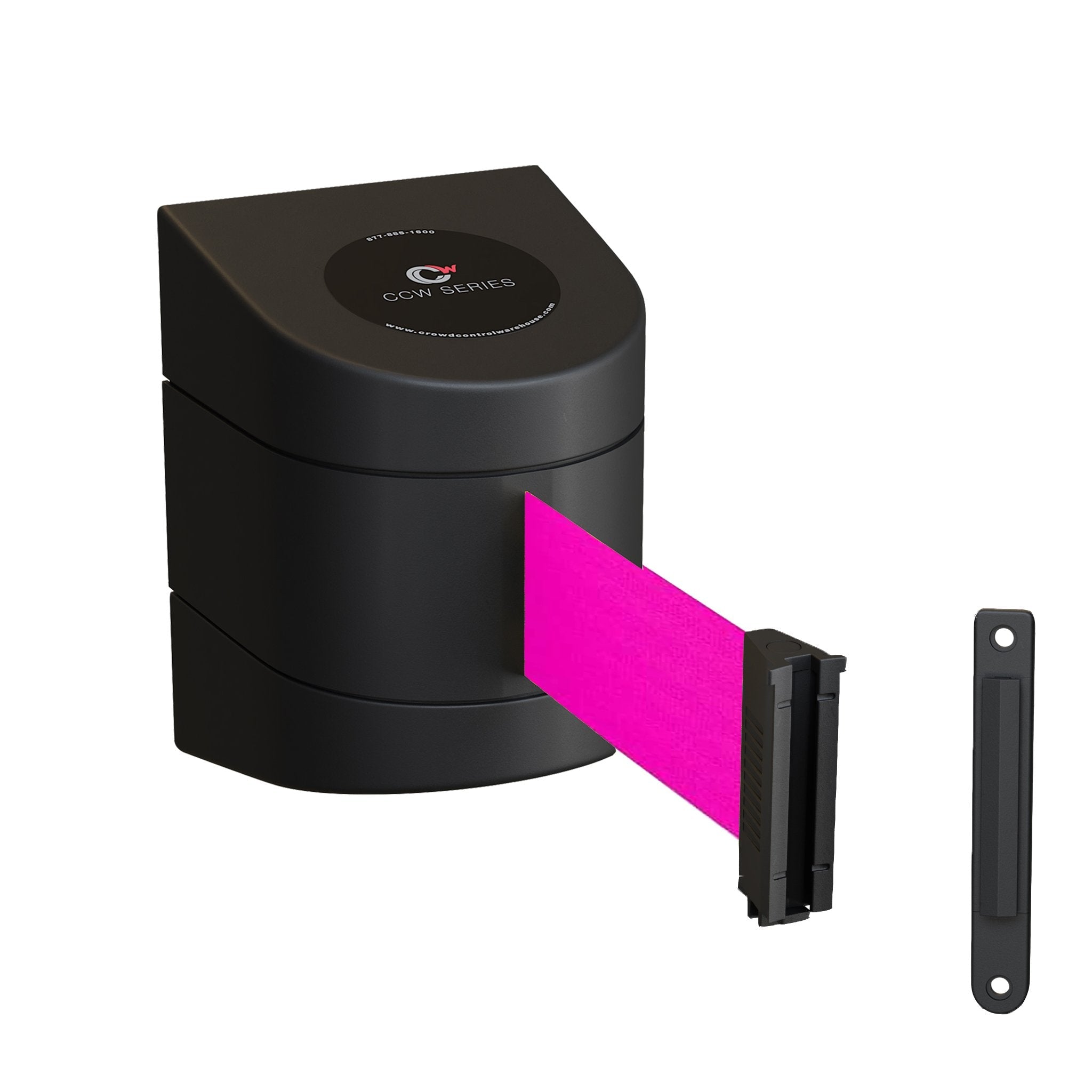 CCW Series WMB - 220 - Wall Mounted Retractable Belt Barrier With Black Fixed ABS Case - 7.5, 10, 13, & 15 Ft. Belts - Crowd Control Warehouse