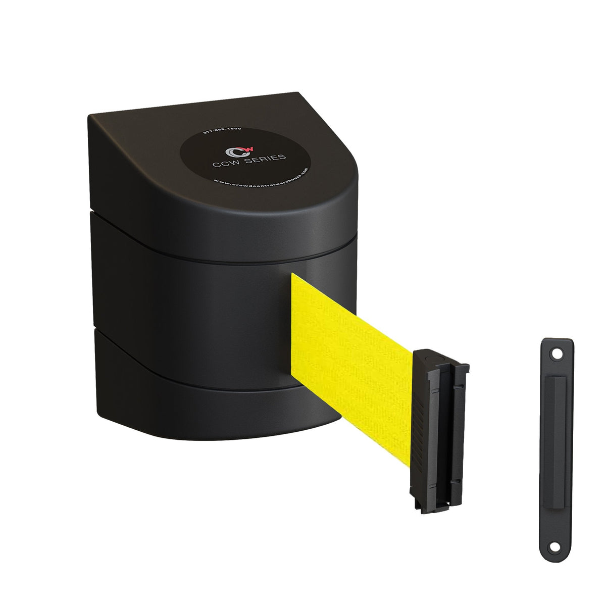 CCW Series WMB - 220 - Wall Mounted Retractable Belt Barrier With Black Fixed ABS Case - 7.5, 10, 13, & 15 Ft. Belts - Crowd Control Warehouse