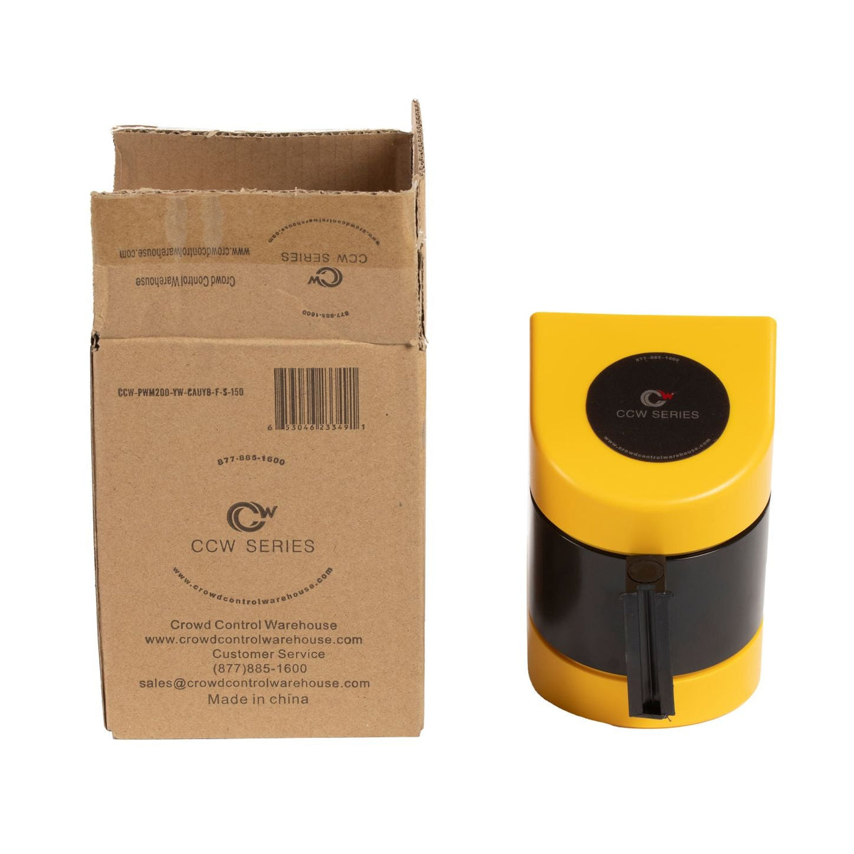 CCW Series WMB - 220 - Wall Mounted Retractable Belt Barrier With Yellow Fixed ABS Case - 7.5, 10, 13, & 15 Ft. Belts - Crowd Control Warehouse