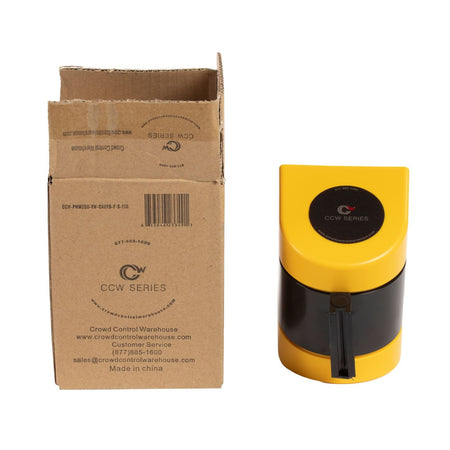 CCW Series WMB - 220 - Wall Mounted Retractable Belt Barrier With Yellow Fixed ABS Case - 7.5, 10, 13, & 15 Ft. Belts - Crowd Control Warehouse