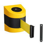 CCW Series WMB - 220 - Wall Mounted Retractable Belt Barrier With Yellow Fixed ABS Case - 7.5, 10, 13, & 15 Ft. Belts - Crowd Control Warehouse