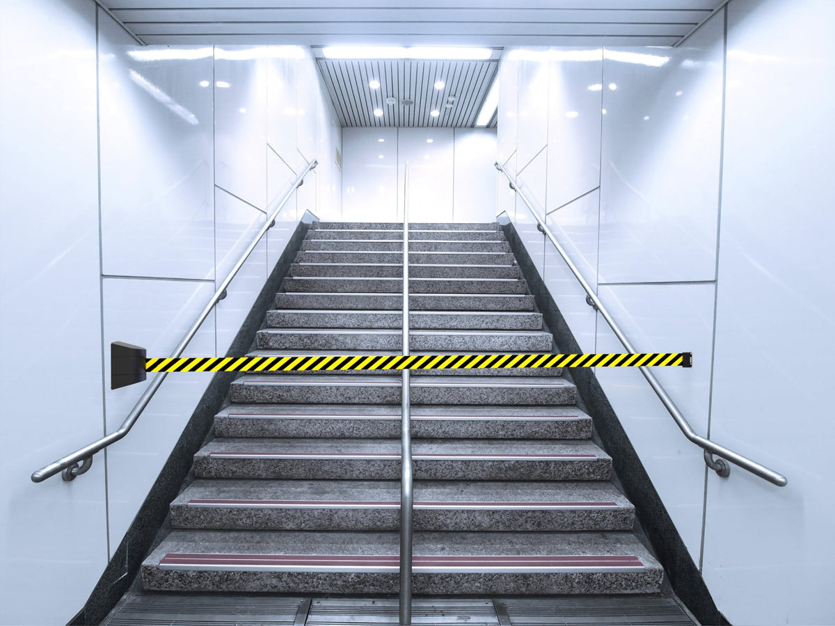 CCW Series WMB - 220/230 - Wall Mounted Retractable Belt Barrier With Magnetic ABS Case - 7.5 to 30 Ft. Belts - Crowd Control Warehouse