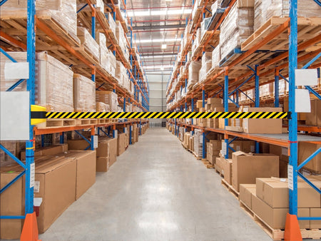 CCW Series WMB - 230 - Wall Mounted Retractable Belt Barrier With Yellow Fixed ABS Case - 20, 25 & 30 Ft. Belts - Crowd Control Warehouse