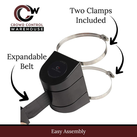 Clamp Wall Mount, Black ABS Case, 10, 13, and 15 Ft. Belts - CCW Series WMB - 220 - Crowd Control Warehouse
