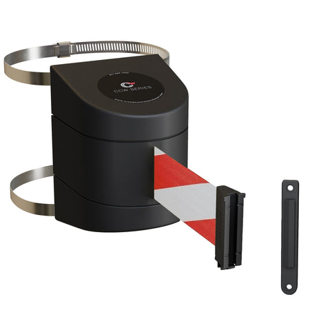 Clamp Wall Mount, Black ABS Case, 10, 13, and 15 Ft. Belts - CCW Series WMB - 220 - Crowd Control Warehouse