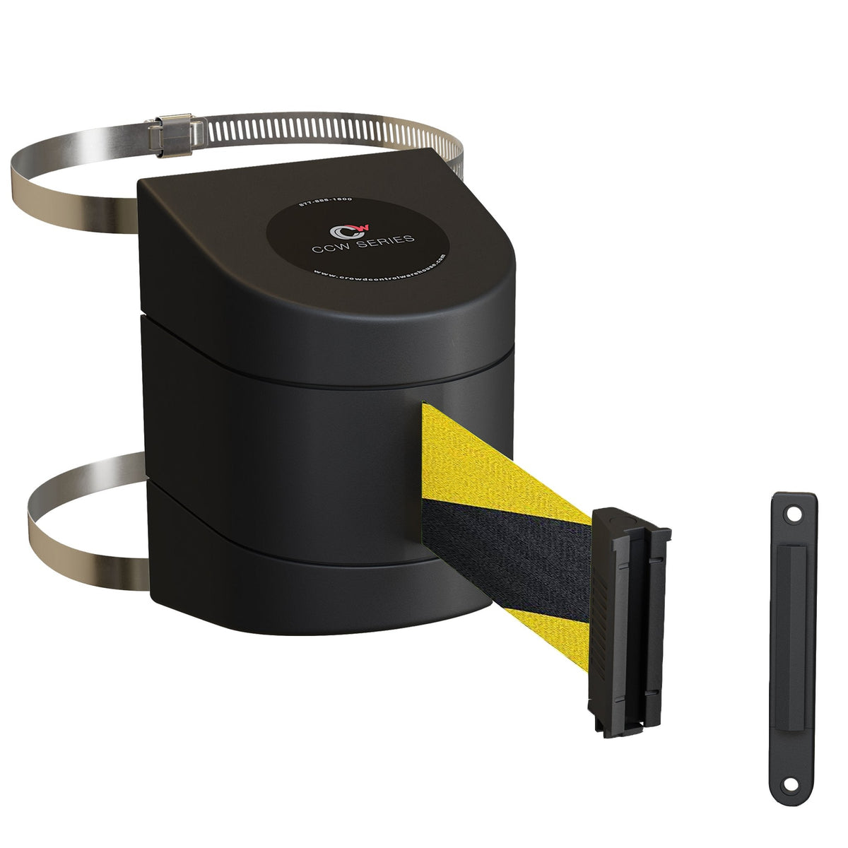 Clamp Wall Mount, Black ABS Case, 20, 25, and 30 Ft. Belts - CCW Series WMB - 230 - Crowd Control Warehouse