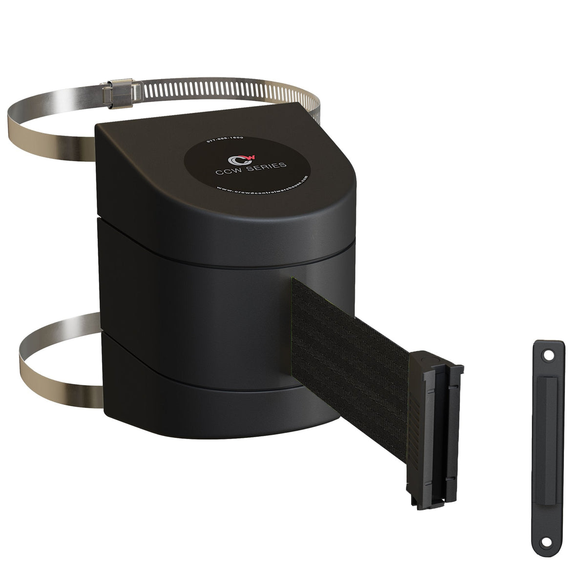 Clamp Wall Mount, Black ABS Case, 20, 25, and 30 Ft. Belts - CCW Series WMB - 230 - Crowd Control Warehouse