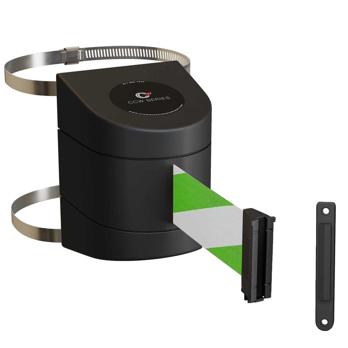 Clamp Wall Mount, Black ABS Case, 20, 25, and 30 Ft. Belts - CCW Series WMB - 230 - Crowd Control Warehouse