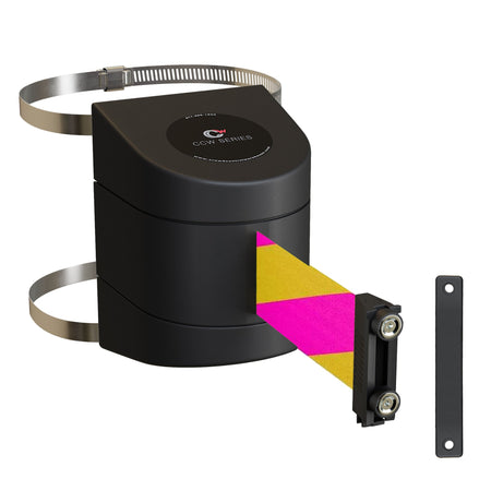 Clamp Wall Mount, Black ABS Case with Magnetic Belt End, 10, 13, and 15 Ft. Belts - CCW Series WMB - 220 - Crowd Control Warehouse