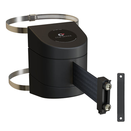 Clamp Wall Mount, Black ABS Case with Magnetic Belt End, 10, 13, and 15 Ft. Belts - CCW Series WMB - 220 - Crowd Control Warehouse